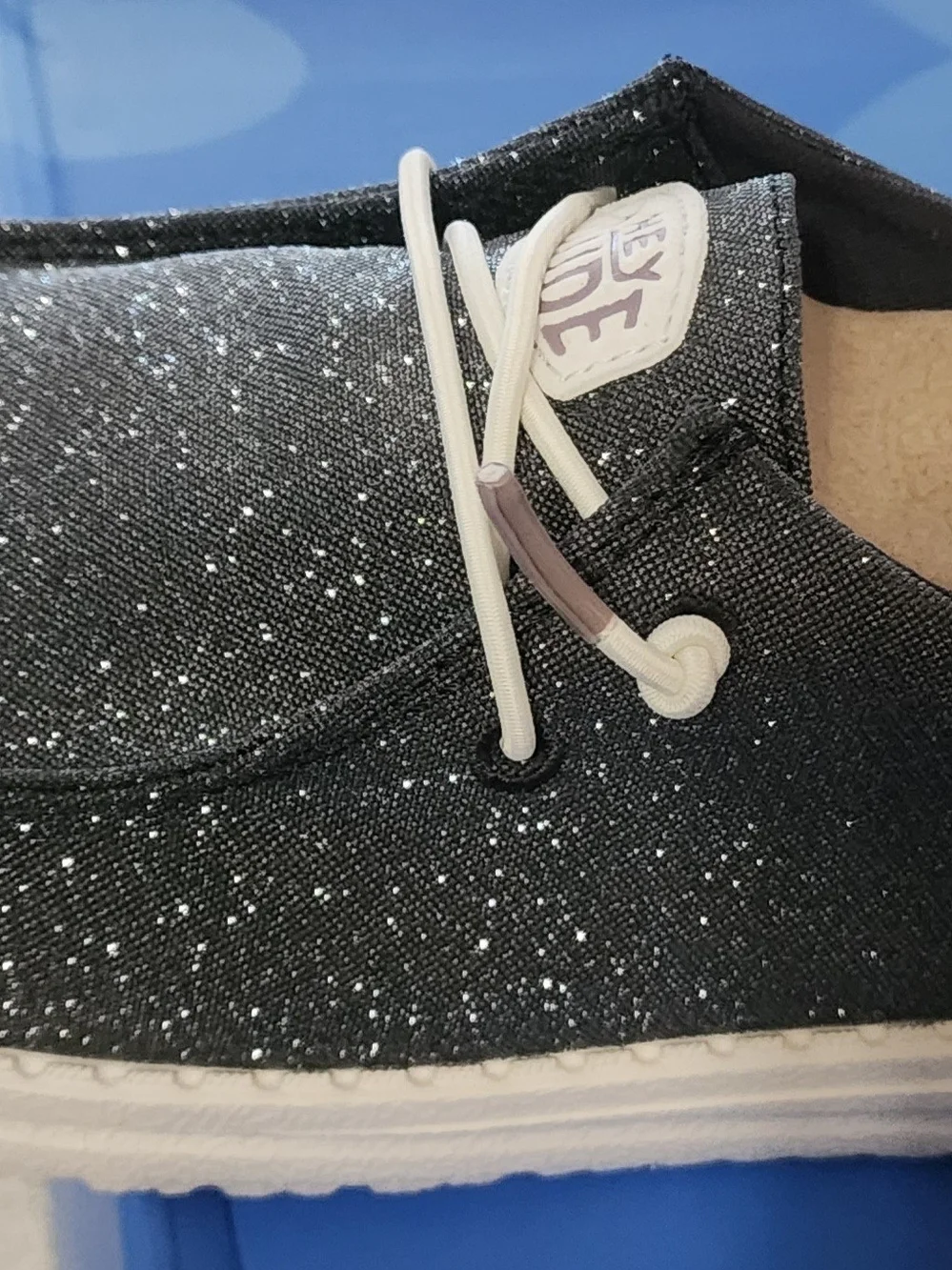 Hey Dude Wally Sparkle Slip-On Shoes - Black with White Speckle Sz 7 NIB - Picture 8 of 9
